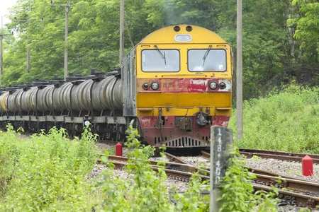 Train running in upcountry of Thailand の写真素材