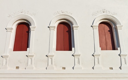 Traditional Thai style red door and window
