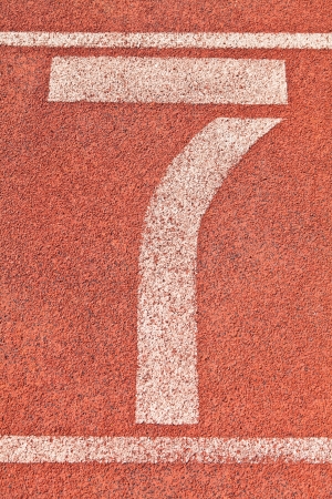 Number seven on the start of a running track - check my portfolio for other numbersの写真素材