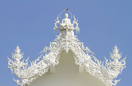 decoration on top of roof at Wat Rong Khun Chiang Rai province Thailandの写真素材
