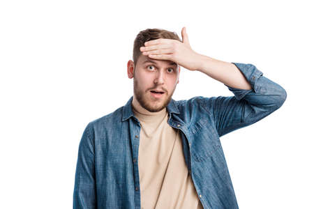 Man expressing shocked emotions