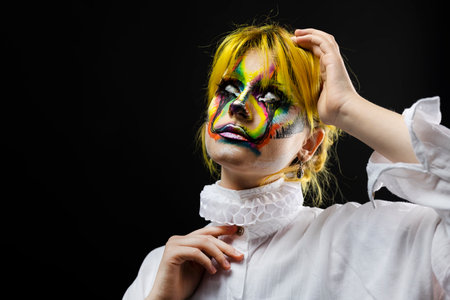 Colorful face art woman