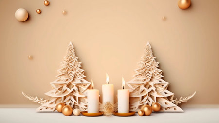 Christmas tree greeting backdropの写真素材