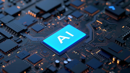 Processor Chip With Letter AIの素材
