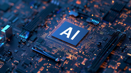 Processor Chip With Letter AIの素材