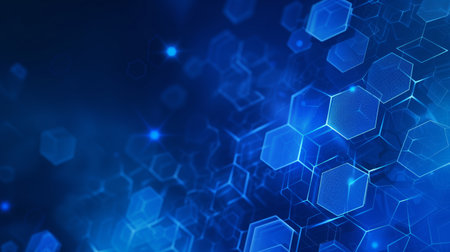 Blue Abstract Background With Hexagonal Shapesの素材