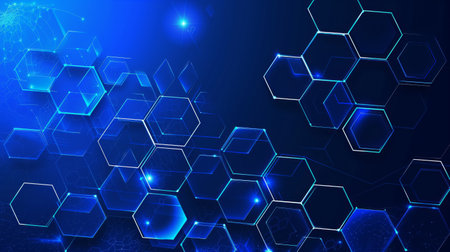 Blue Abstract Background With Hexagonal Shapesの素材