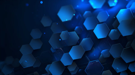 Blue Abstract Background With Hexagonal Shapesの素材