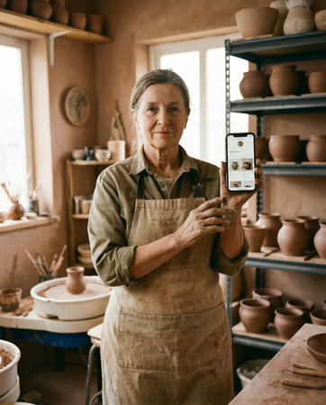 Elderly Woman With Phoneの素材