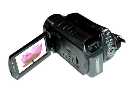 mini digital video camera  isolated in whiteの写真素材