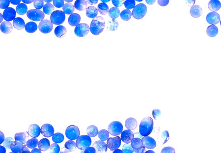 blue silica gel desiccant blank frame abstract backgroundの写真素材