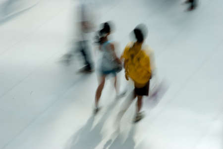 abstract business people rushing in the lobby blur motionの写真素材