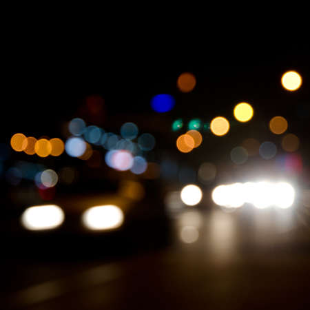 busy big city night traffic light abstractの写真素材