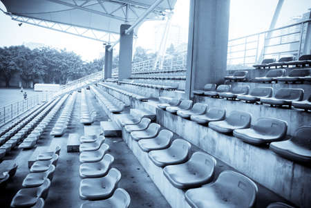 sports stadium with empty seats rowの写真素材