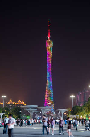 Guangzhou, China - Nov. 05: Guangzhou new TV Tower night  landscape on Nov. 05, 2011 in Guangzhou, China. It is the highest TV Tower in the world.のeditorial素材
