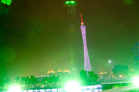 Guangzhou, China - Nov. 05: Guangzhou new TV Tower night  landscape on Nov. 05, 2011 in Guangzhou, China. It is the highest TV Tower in the world.のeditorial素材