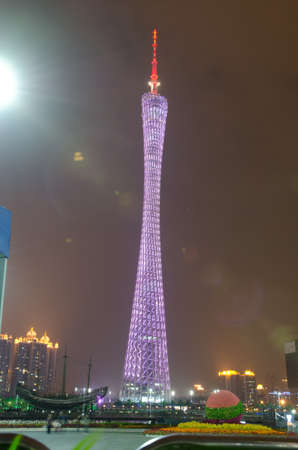 Guangzhou, China - Nov. 05: Guangzhou new TV Tower night  landscape on Nov. 05, 2011 in Guangzhou, China. It is the highest TV Tower in the world.のeditorial素材