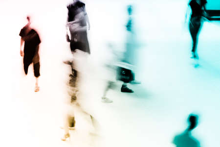 abstract business people rushing in the lobby blur motionの写真素材