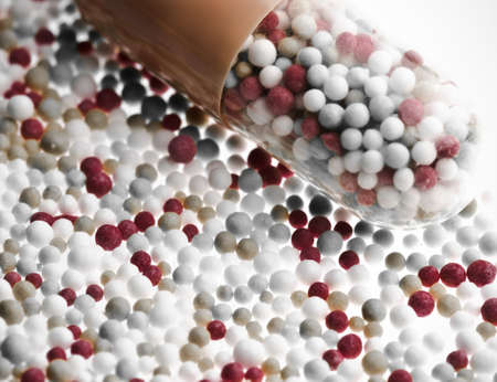 Medical pill tablet isolated on whiteの写真素材