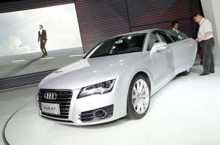 GUANGZHOU, CHINA - Nov 26: Audi A7 car on display at the 9th China international automobile exhibition. on November 26, 2011 in Guangzhou China.のeditorial素材