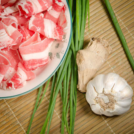 fresh fat beef slices meatの写真素材