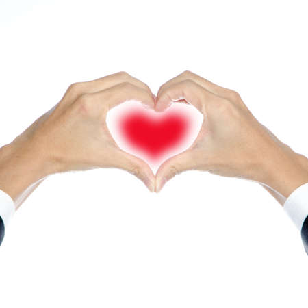 business people hand heart shape isolatedの写真素材