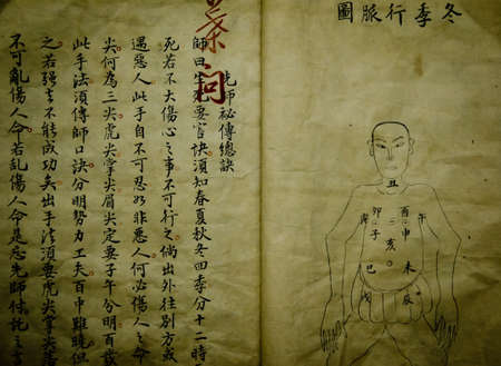 chinese old mystery medical book scriptのeditorial素材
