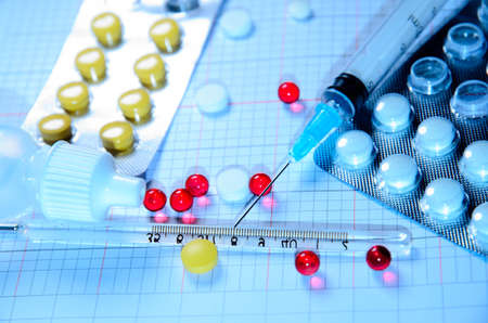 medical background pill temperature gauge  syringeの写真素材