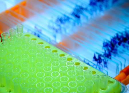 medical biological science equipment background glass microscope slide and tube tipのeditorial素材