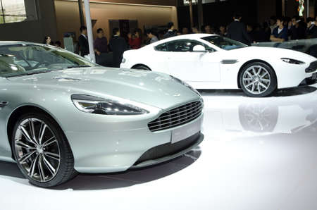 GUANGZHOU, CHINA - Nov 26: Aston Martin Virage sport car on display at the 9th China international automobile exhibition. on November 26, 2011 in Guangzhou China.のeditorial素材