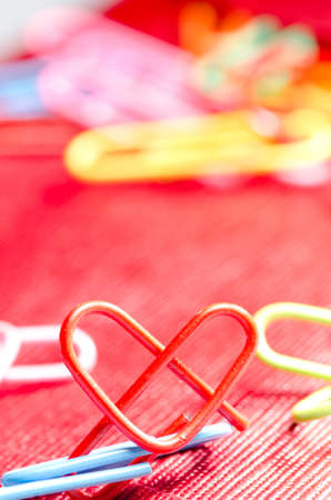 heart shape paper clip backgroundの写真素材