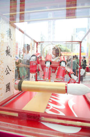 GUANGZHOU, CHINA - MAR 25: Design works on show at CocaCola Creative Design Exhibition, all works were design using wastes of Cocacola productions.  on March 25, 2012 in Guangzhou China.のeditorial素材