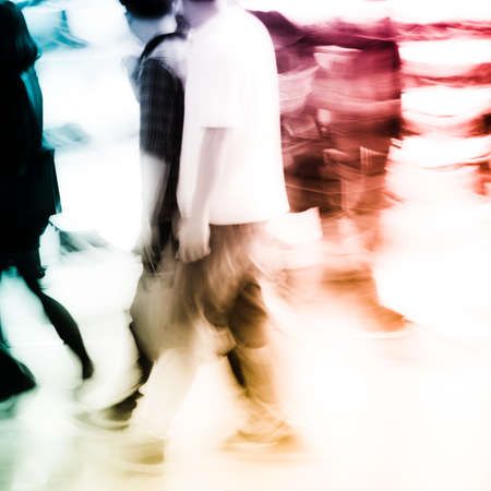 city shopping people crowd at marketplace shoe shop abstract backgroundの写真素材
