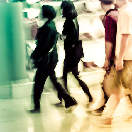 city shopping people crowd at marketplace shoe shop abstract backgroundの写真素材