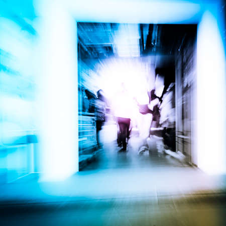 city shopping people crowd outside marketplace abstract backgroundの写真素材