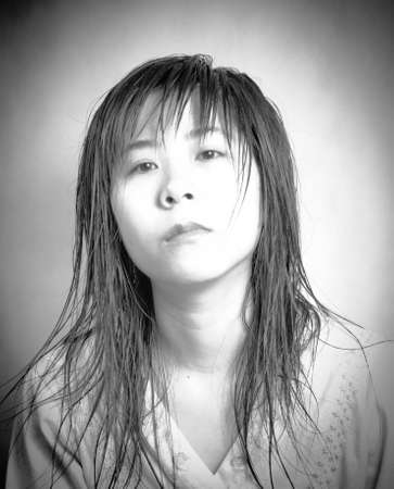 Portrait of asian pretty woman with wet hairの写真素材