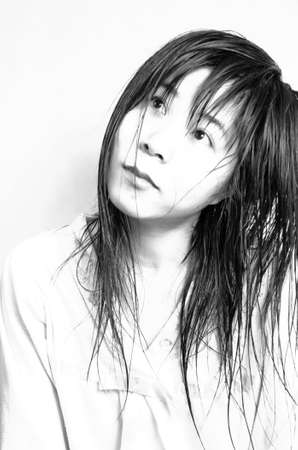 Portrait of asian pretty woman with wet hairの写真素材