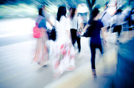 walking shopper people on the street, blur motionの写真素材