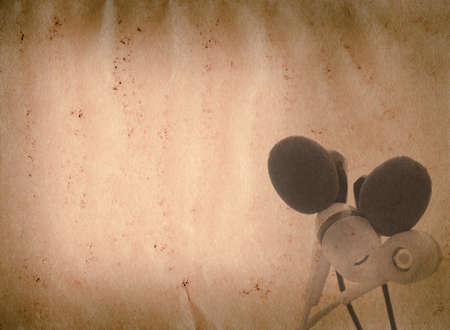 music earphone old grunge paper texture backgroundの写真素材