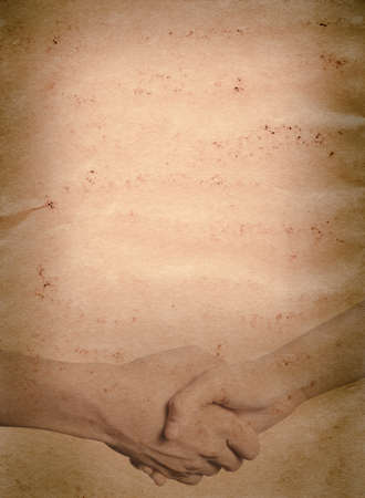 business hand shaking concept, on grunge paper backgroundの写真素材