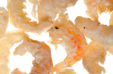 sea food dry shrimp isolated on whiteの写真素材