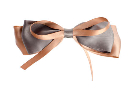 butterfly knot bowknot ribbon isolated on whiteの写真素材