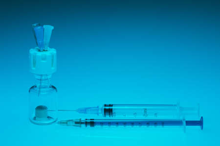 medical syringe isolated on whiteの写真素材