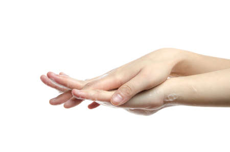 medical wash hand, cleaning with bubble gesture seriesの写真素材