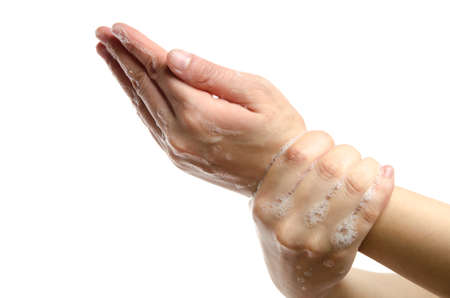 medical wash hand, cleaning with bubble gesture seriesの写真素材