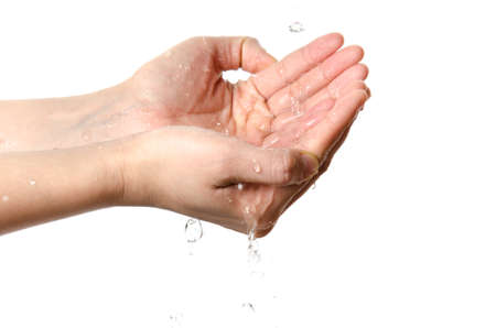medical wash hand gesture series, cleaning with bubble isolatedの写真素材