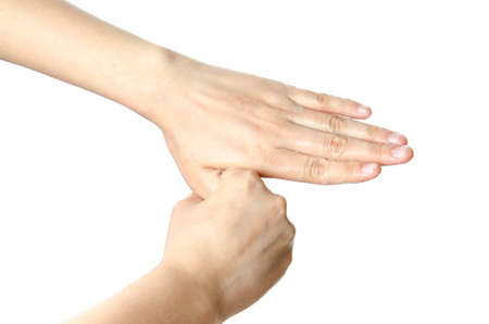 medical wash hand gesture series, cleaning with bubble isolatedの写真素材