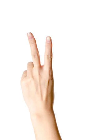hand with number two isolatedの写真素材