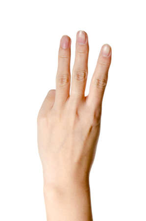 hand with number three isolatedの写真素材