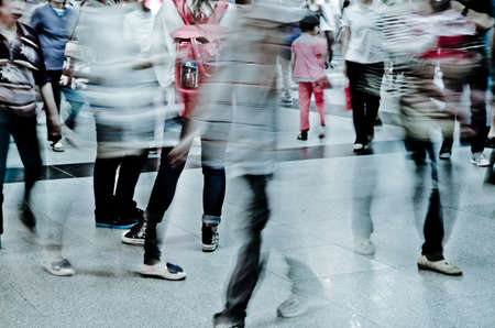 city business people abstract blur motion,  passenger walk at subway stationの写真素材